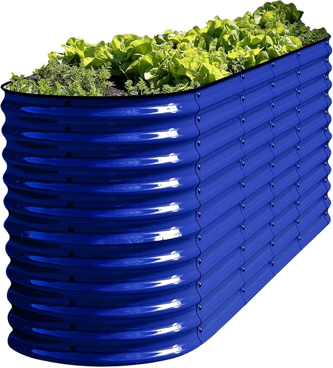 Olle Galvanized Raised Garden Beds 32" Tall Metal Plant Boxes for Outdoor Vegetables, 12-in-1 Garden Bed, Cobalt Blue