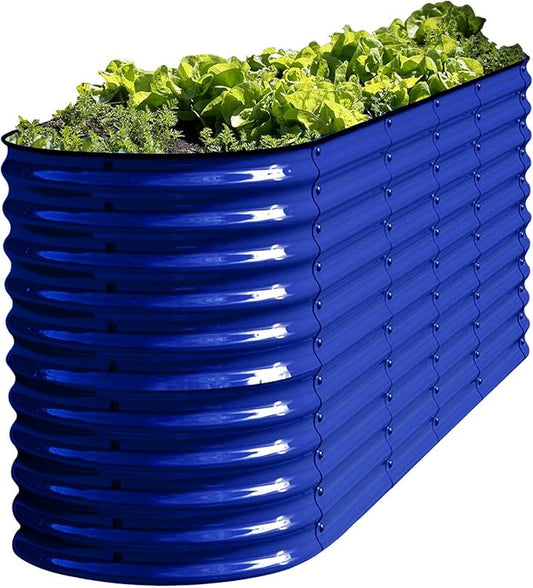 Olle Galvanized Raised Garden Beds 32" Tall Metal Plant Boxes for Outdoor Vegetables, 12-in-1 Garden Bed, Cobalt Blue