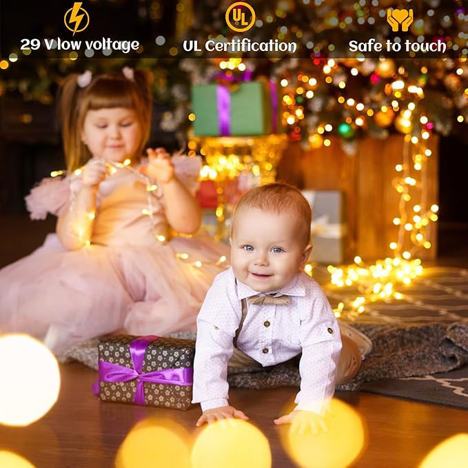 66FT 200 LED Christmas Lights Outdoor, Plug in Christmas String Lights Indoor, Waterproof & 8 Modes & Timer Function, Connectable Fairy Twinkle Light for Bedroom Classroom Wedding Decor, Warm White