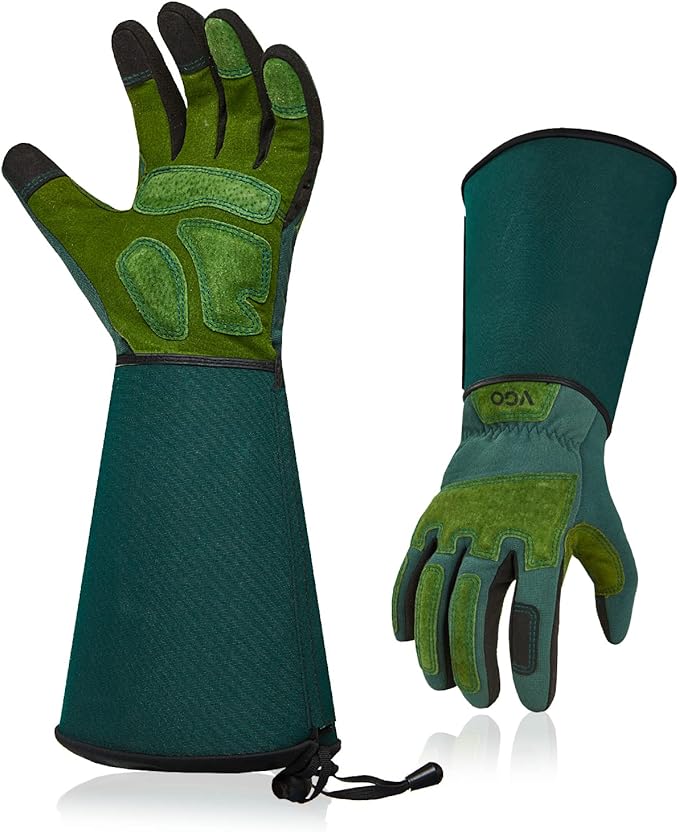 Vgo... 1 Pair Gardening Gloves Unses,Safety Work Gloves,Long Sleeves Gauntlet,Puncture-proof,Thorn Proof,Touchscreen(Size S,Green,SL7477)