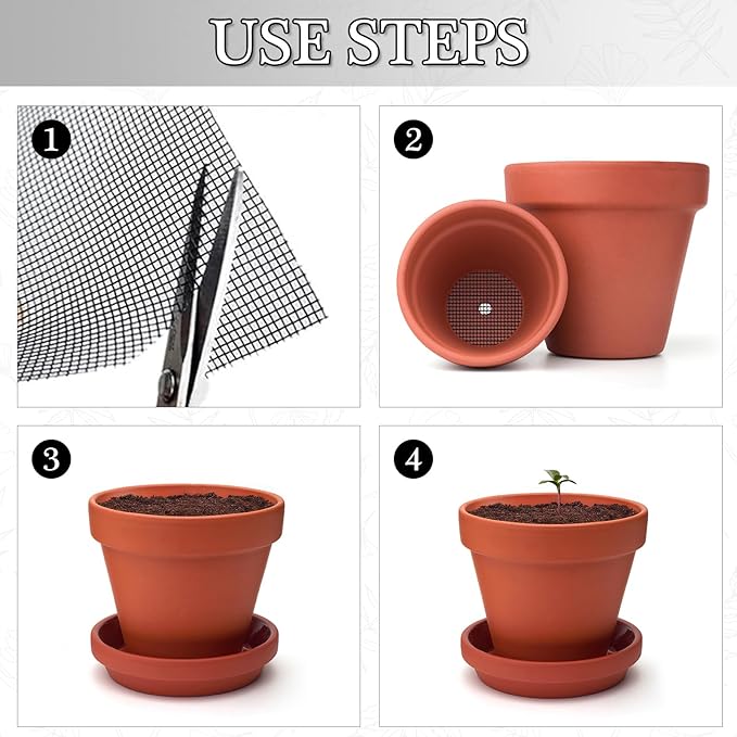15 Pcs Flower Pot Hole Mesh Pad, 11.8 * 7.8 Inch Bonsai Pot Mesh, Bonsai Pot Bottom Grid Mat Mesh, Plant Drainage Screens Gasket, Keep Bonsai Soil from Flowing Away (Black)