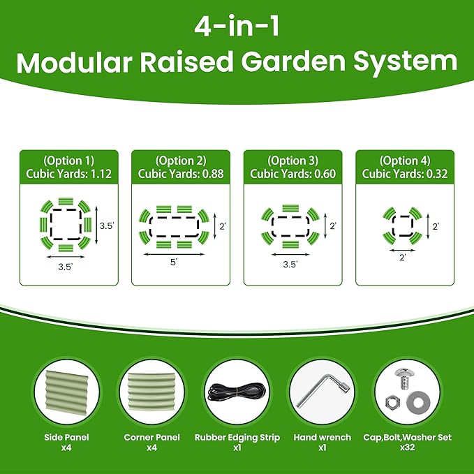 5x2x1.4 Ft Raised Garden Bed, Planter Box Outdoor with Rubber Edge Zinc-Aluminum-Magnesium Stainless Steel Durable Metal Garden Beds Kit for Vegetables, Flowers, Herbs and Succulents(Light Green)