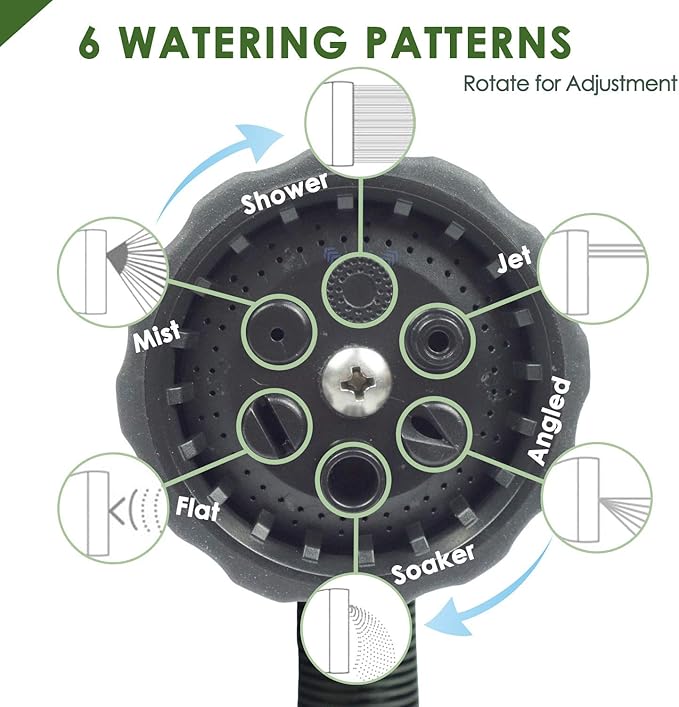 Garden Hose Nozzle Heavy Duty Water Hose Nozzle with Adjustable Watering Patterns High Pressure Sprayer Nozzles, Pefect for Car Washing and Pets Showering