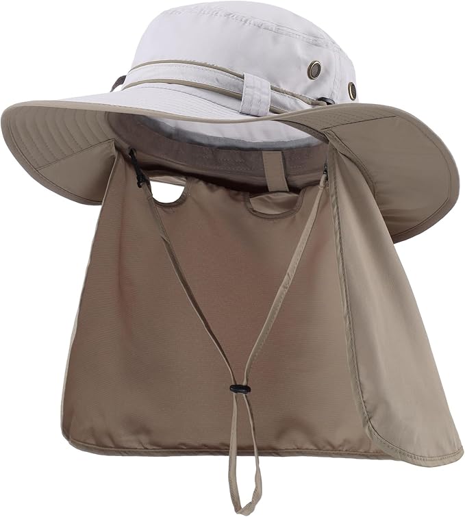 Home Prefer UPF50 Mens Sun Hat with Neck Flap Quick Dry UV Protection Cap Womens Wide Brim Fishing Hat Neck Flap Beach Garden