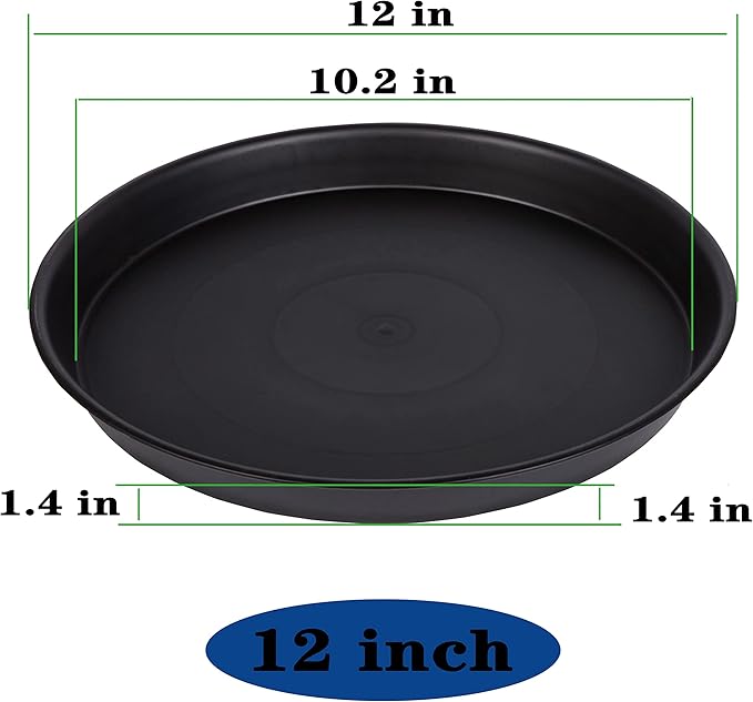 2 Pack of Bird Bath Bowl 12", 1.6" Depth, 10 12 inch Birdbath Bowls Dish Only for The Garden, Large Plant Saucer (12", Black)