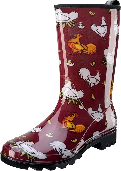 HISEA Women's Rain Boots Waterproof Mid Calf Garden Boots for Women