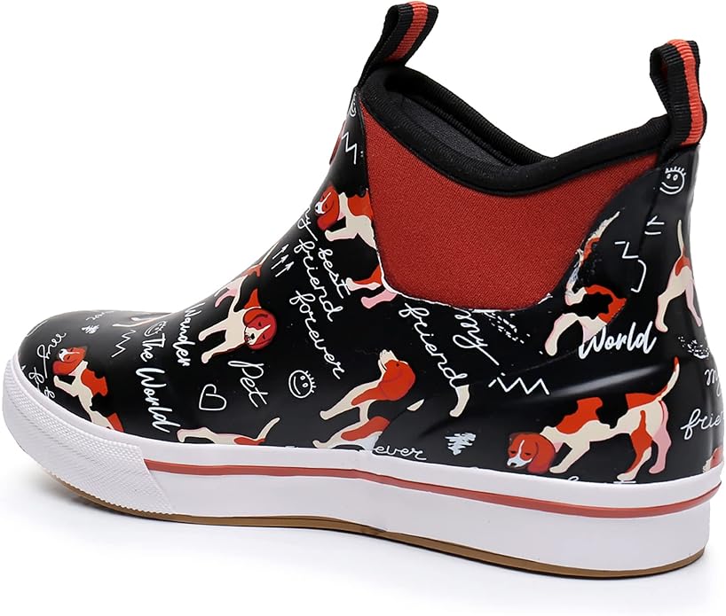 WTW Unisex Rain Boots for Men and Women Waterproof Rubber Fishing Deck Boots Neoprene Boots Slip on Ankle Garden Shoes