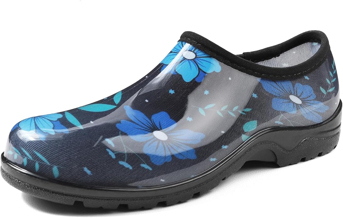 DKSUKO Waterproof Garden Shoe for Women Outdoor Slip-On Rain Boots Short Ankle Work Shoes and Garden Clogs with Comfort Insole