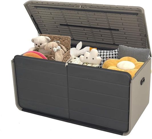 Resin Deck Box 200 Gallons, Extra Large Heavy-Duty Outdoor Storage Box, Lockable & Waterproof Patio Outside Storage Box for Patio Furniture, Tools, Pool Supplies