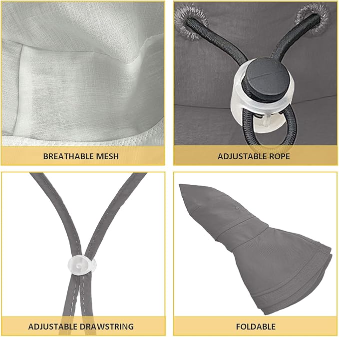 Sun Hats for Women Wide Brim Ponytail UV Protection Beach Hat Packable Waterproof Bucket Hat for Travel Hiking Gardening