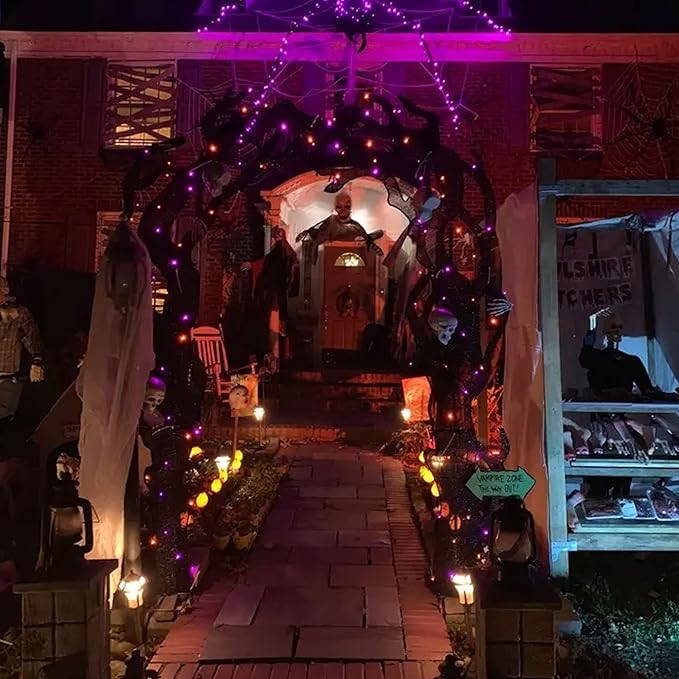 TW SHINE Halloween Lights, 400 LED 132FT Outdoor Halloween Lights Plug in with 8 Modes, Waterproof Light Outdoor, Indoor Decorations for Party Yard Haunted House Decor, Orange and Purple