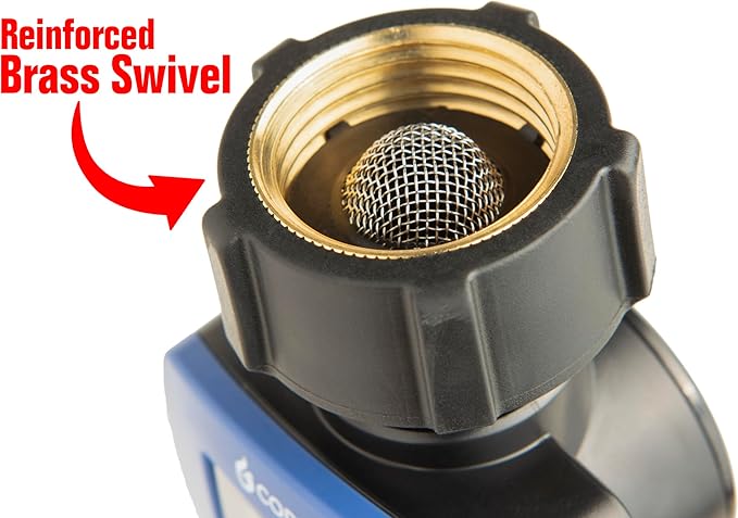 Water Flow Meter with Brass Inlet Metal Thread, Measure Gallon/Liter Consumption and Flow Rate for Outdoor Garden Hose Watering, RV Water Tank Filling, Lawn Sprinkler and Nozzle Sprayer