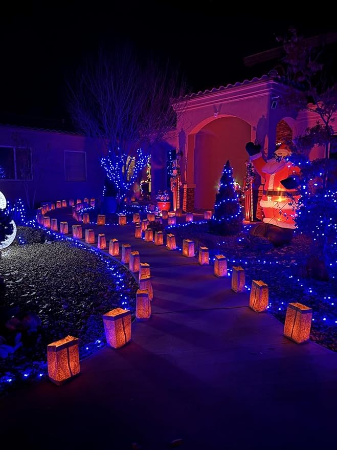 2-Pack Connectable Christmas Lights Outdoor, Total 164FT 400LED Christmas String Lights Waterproof with 8 Modes & Timer, Green Wire Twinkle Lights for Xmas Tree Decorations Outdoor Indoor, Blue