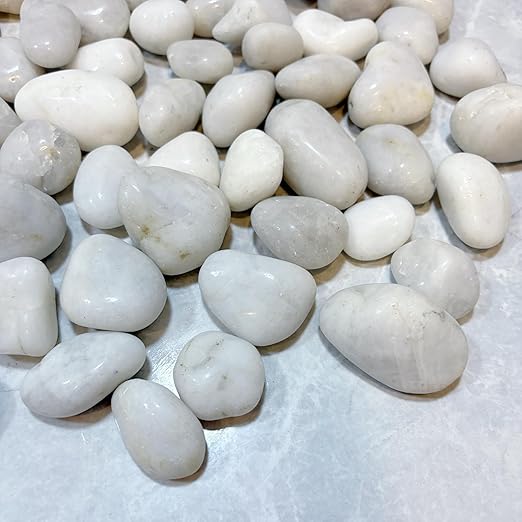 20lbs River Rocks, 1-2Inch Decorative Ornamental Natural Pebbles for Garden Couryard Landscaping Stones, Gravel Filler for Fish Tank,Vases,Home Decor,Aquariums,Animal Habitat, White