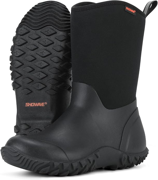 Showave Women’s Garden Boots Rubber Rain Boots For Women Waterproof Mud Boot Gardening Yard Boot For Farming Working Outdoor