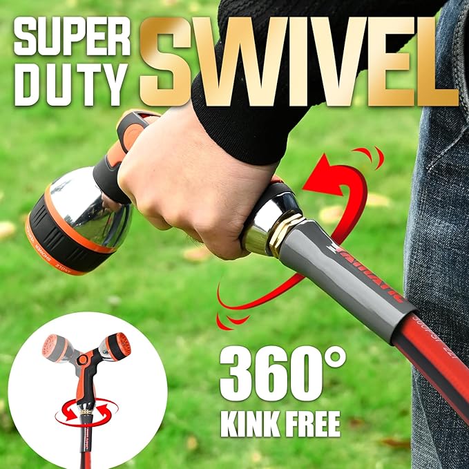 YAMATIC Short Garden Hose 5/8" x 6 ft, 300 PSI, 3/4" Brass Swivel Connectors: Flexible Short Water Hose for All-Weather Use, Drinking Water Safe and Kink Resistant