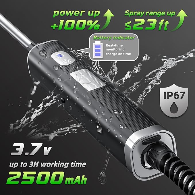 Battery Powered Sprayer 2.1 Gallon,2025 New Electric Garden Sprayer with USB Rechargeable Handle,3 Mist Nozzles, Retractable Wand, Adjustable Shoulder Strap,Weed Sprayers in Lawn & Garden