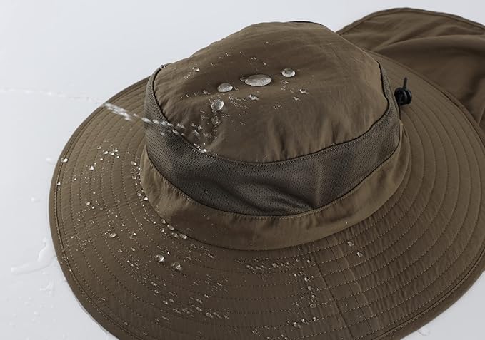 Home Prefer Outdoor UPF50+ Mesh Sun Hat Wide Brim Fishing Hat with Neck Flap Sun Hat for Men Women