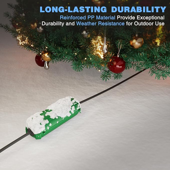 Flemoon [6 Pack] Outdoor Extension Cord Safety Cover with Waterproof Seal, Weatherproof Electrical Connection Box to Protect Outdoor Outlet, Plug, Socket, Christmas Holiday Decoration Light, Green