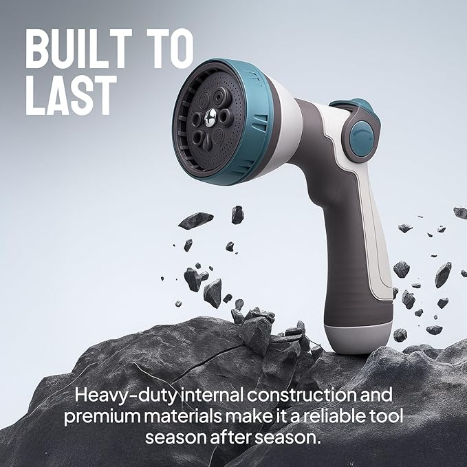 Garden Hose Nozzle – 8-Pattern Hose Sprayer with Thumb Control – Watering Tool for Garden, Car Wash, Lawn Care & Pet Shower