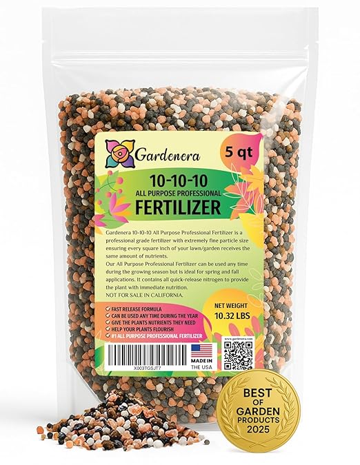 𝐁𝐄𝐒𝐓𝐒𝐄𝐋𝐋𝐄𝐑 10-10-10 Plant Fertilizer Slow Release | 10 10 10 All Purpose Fertilizer for Fruit Trees, Evergreens, Vegetables, Arborvitae, Fig Trees, Shrubs, Pines, Oaks, Flowers [5 Quarts]
