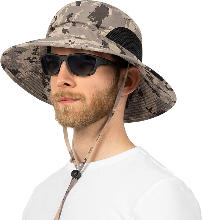 SUN CUBE Wide Brim Sun Hat Men Women, Fishing Hats Sun UV Protection, Mens Hiking Bucket Hat Safari Beach Boonie, UPF 50+