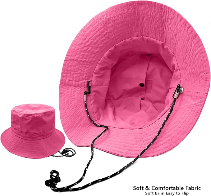 woogwin Waterproof Bucket Rain Hat with Chin Strap Quick Dry Packable Boonie Sun Hat Safari Hat UV Protection
