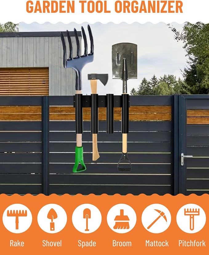 4-Hole Shovel Holder Mount for Truck Bed Trailer Landscape Hand Tool Rack Organizer for Trimmer Rake Utility UTV Accessories