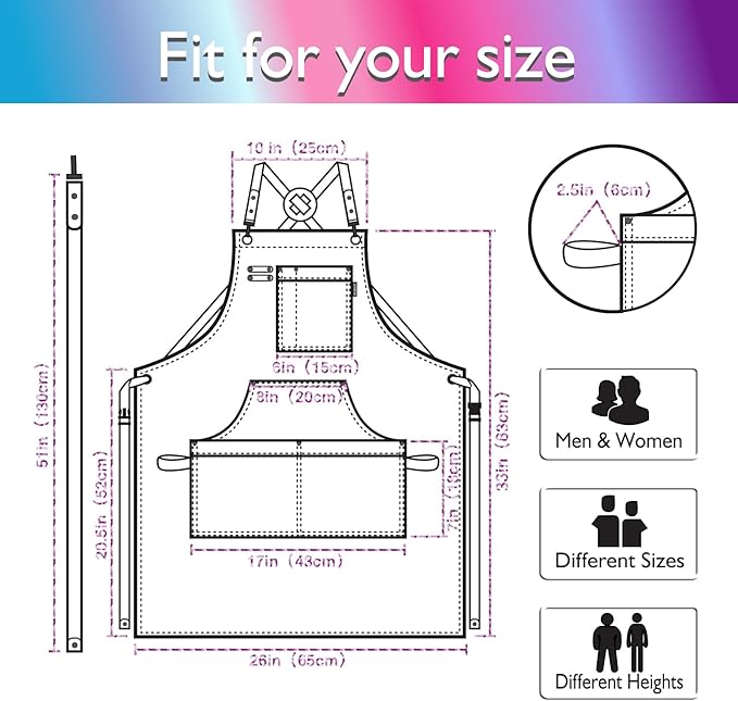 5 Pack Kitchen Apron, Work Apron, Canvas, Multiple Pockets, Gardening, Painting, BBQ, Artist, Carpenter, Sizes M to XXL, Phantom Blue