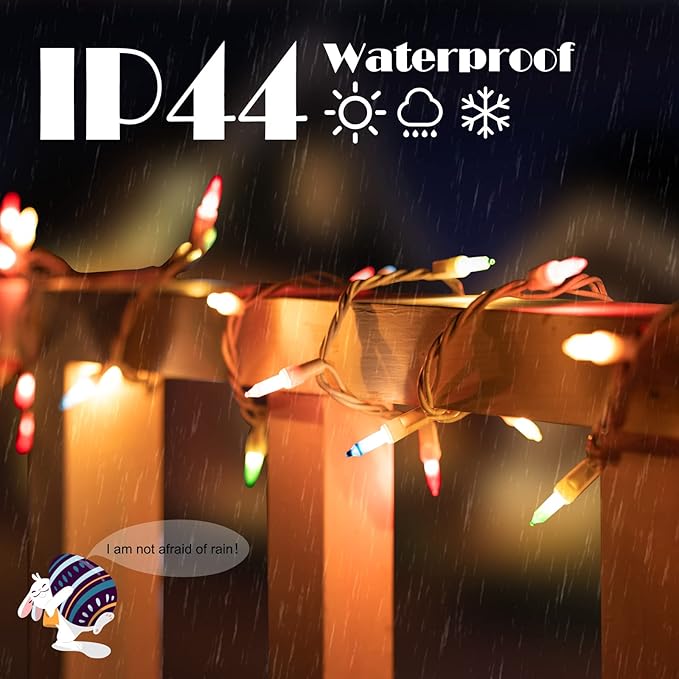 Easter Decorations Mini String Lights - 26.5 feet 100 Count Mini Light Set on White Wire Plug in End to End Connectable for Indoor Outdoor Party Yard Garden Patio Home Easter Decor, Multicolored