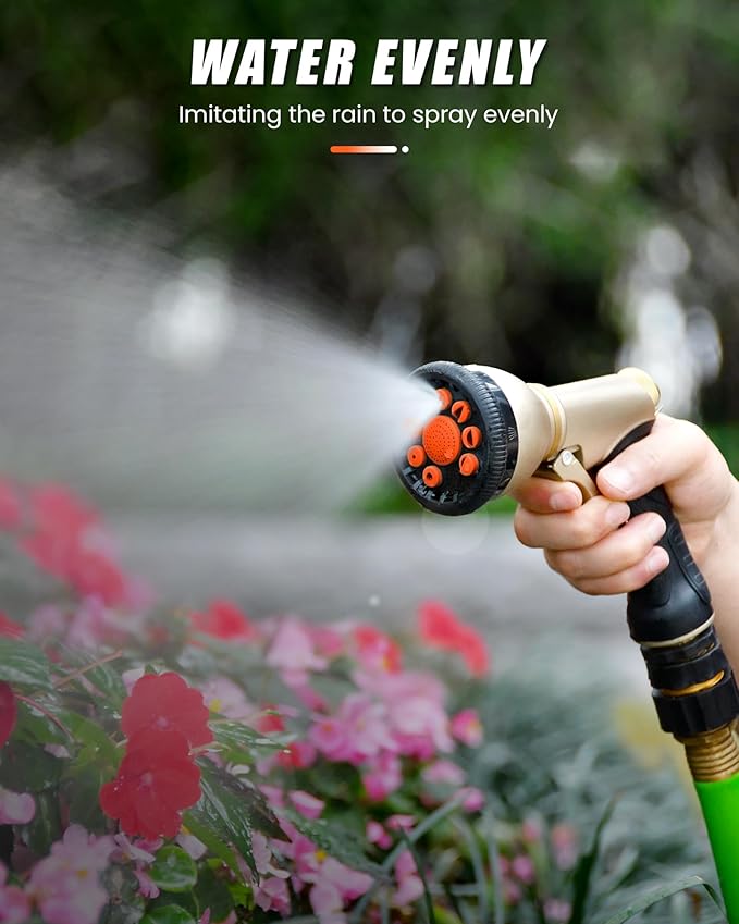 RAINPOINT Garden Hose Nozzle, Hose Sprayer Nozzle, Heavy Duty Metal Hand Sprayer, Watering Plants and Lawn,Orange