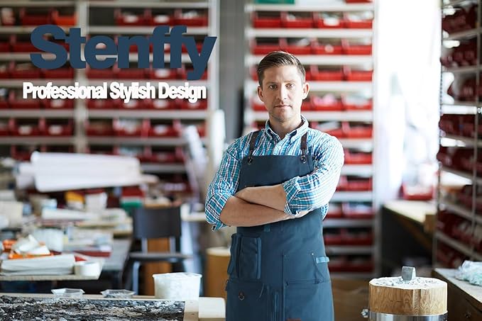 Woodworking Apron, Tool Apron, Canvas, Multiple Pockets, Adjustable Zipper, Metal Ring, Tape Measure Clip, Plus Size, Blue