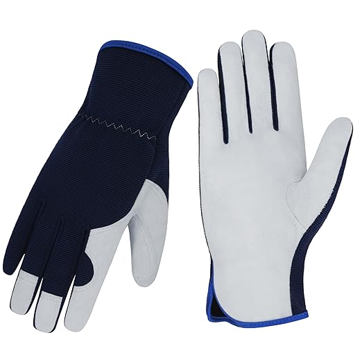 Gardening Gloves, Garden Gloves for Women and Men, Thorn Proof Working Gloves, Durable Leather Work Garden Gloves for Yard & Outdoor Work, Blue, L