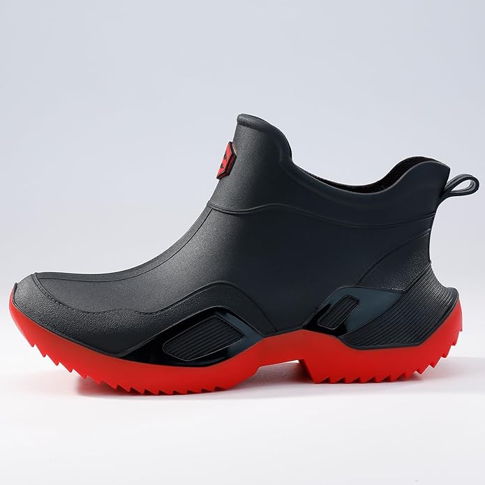 Women's Ankle Rain Boots - Slip On Waterproof Festival & Garden Shoes for Men - Comfortable Lightweight Rubber Wellies with Decorative Buckle