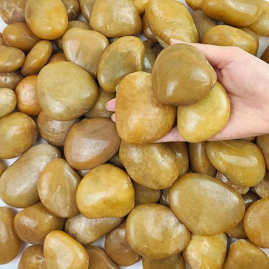 40 lbs Yellow River Rocks for Landscaping, 2-3 Inch Polished Pebbles for Indoor Plants, Decorative Rocks Stones for Vases, Aquariums, Fountains, Pathways, Backyard and Garden