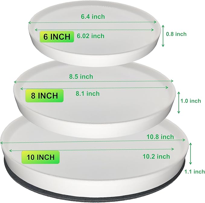 Ceramic Plant Saucer Pot Tray 6、8、10 Inch White, Planter Saucers for Indoors Outdoor, Durable Sturdy Flower Drainage drip Water Tray for Glazed Pots Base