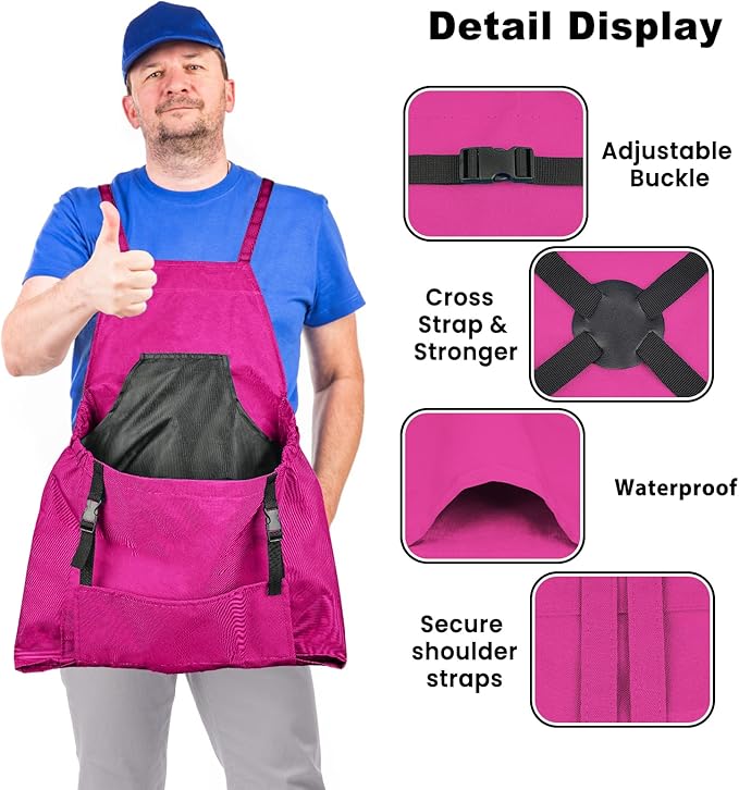 Gardening Apron, Garden Apron with Quick Release Pockets,Water Resistant Oxford with Adjustment Cross Strap,Farm Work