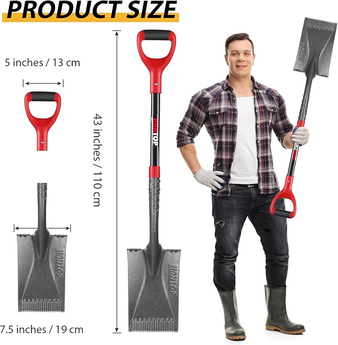 Garden Shovel Flat Spade Edge Shovels Trenching Spades with Fiberglass Handle for Gardening Lawn Edging,43 inches