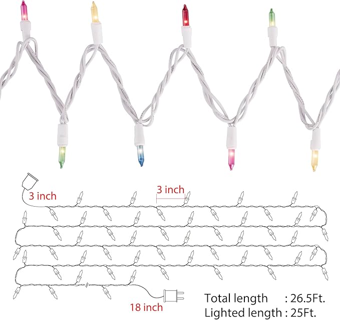 Easter Decorations Mini String Lights - 26.5 feet 100 Count Mini Light Set on White Wire Plug in End to End Connectable for Indoor Outdoor Party Yard Garden Patio Home Easter Decor, Multicolored