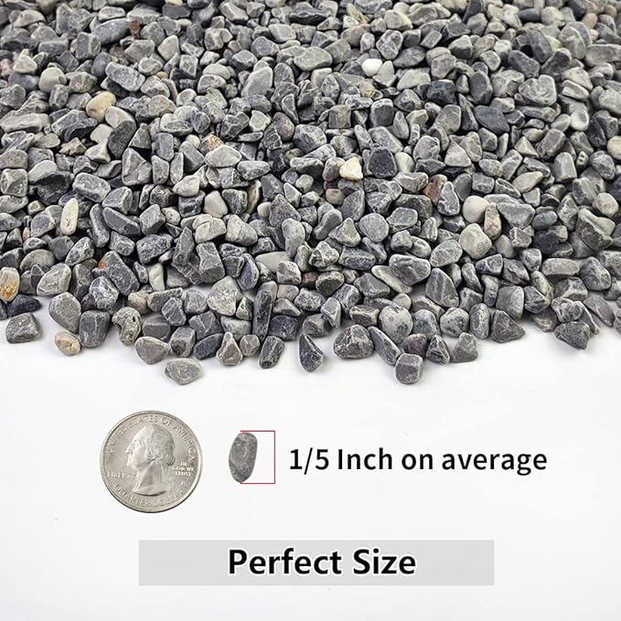 2LB Succulent and Cactus Gravel Pebbles, 1/5 Inch Natural Decorative Polished Stones, River Rocks for Plants, Vases, Aquariums, Terrarium and Outdoor Gardening,Grey