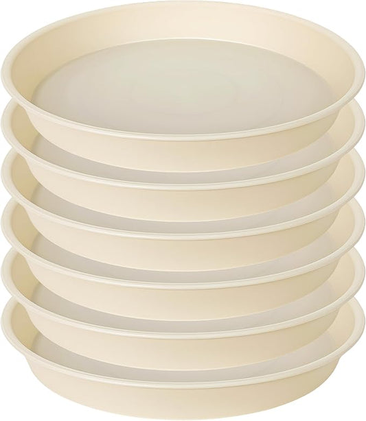6 Pack of 6 inch Plant Saucer Drainage Tray, 4 5 7 8 10 12 13 15 17 19 inch Plastic Plant Water Tray, Flower Saucers for Indoors, Plant Dishes for Pots Base (6 inch, Beige)