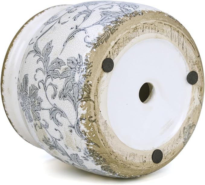 Ceramic Pot for Planter, Vintage Flower Pot with Drainage Holes, 6.29 inch Ice Crack Glazed Indoor Planters Pot (Old World)