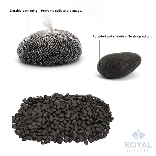 Royal Imports 5LBS River Rocks Decorative Ornamental Pebbles, Garden Landscaping Stones, Natural Gravel Filler for Plants, Vases, Succulents, Home Decor, Arts, Crafting, Animal Habitat - Small Black