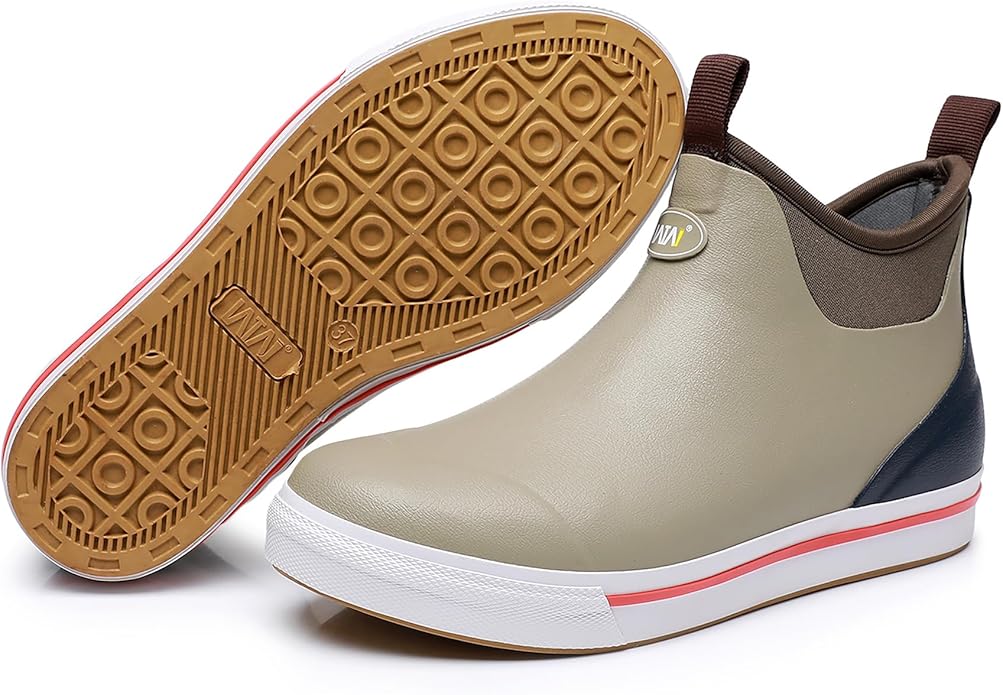 WTW Unisex Rain Boots for Men and Women Waterproof Rubber Fishing Deck Boots Neoprene Boots Slip on Ankle Garden Shoes