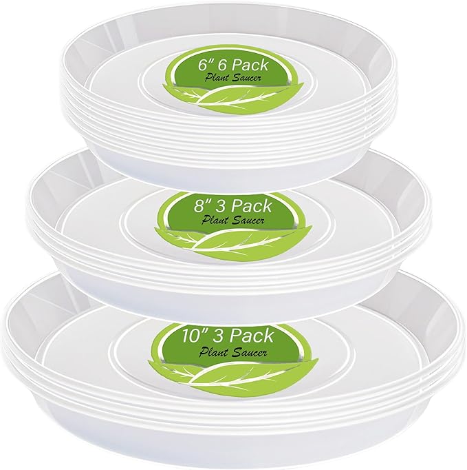 12 Pack Plant Saucer, 6 8 10 inch Clear Plant Saucers Heavy Sturdy Plastic Planter Trays Pot Tray for Indoor Outdoor, Plant Water Drip Trays for Pots