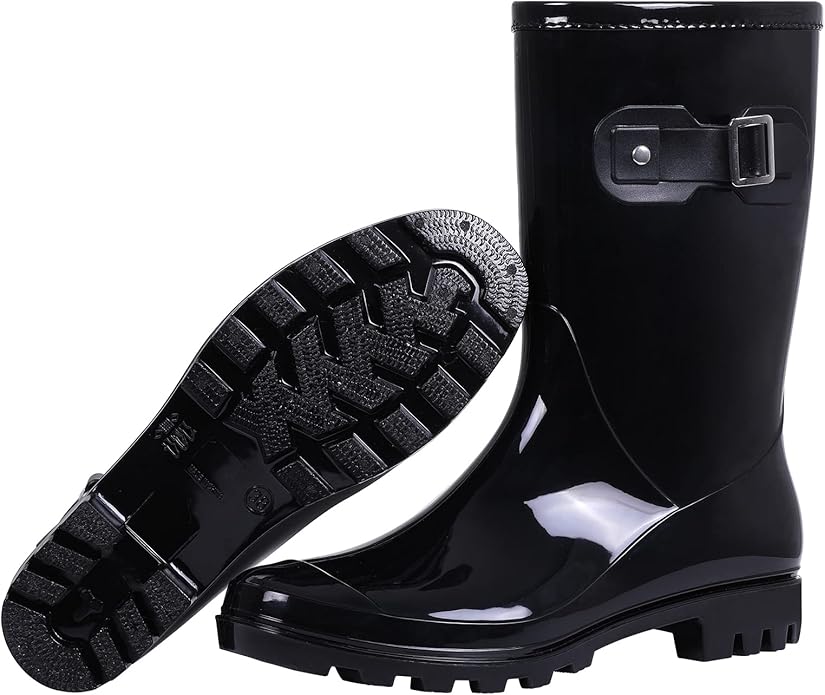 Evshine Women's Mid Calf Rain Boots Waterproof Garden Shoes