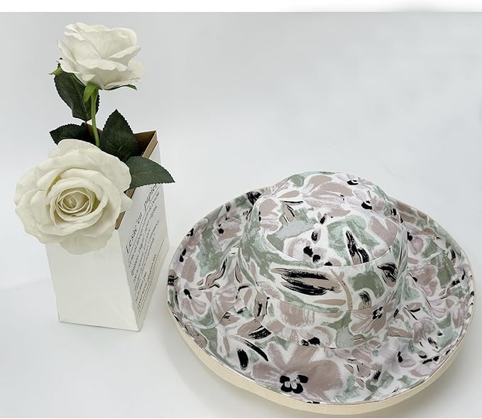 vidsel Womens Sun Hats Wide Brim Reversible Bucket Cotton Hat Packable Summer Travel Cap with Hat Clip,UV Protection