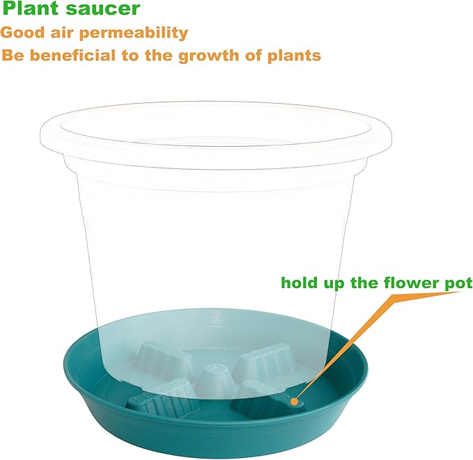 4 Pack Plant Saucer 8 inch, 10 12 14 17 inch, Plant Stand Plastic Plant Saucers for Indoors Outdoor, Heavy Duty Flower Planter Drip Trays for Pots, Pot Saucers for Plants, Grow Bags Saucers