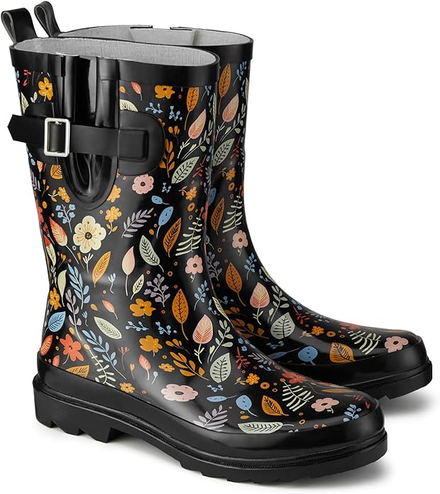 HISEA Rubber Rain Boots for Women Waterproof Garden Mud Boots