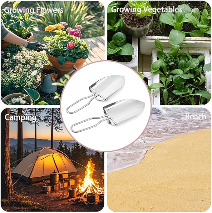 Kaxich 2Pcs Portable Folding Shovel Mini Camping Entrenching Shovels Multi-Function Spade with Storage Bag for Outdoor Backpacking Gardening Camping Hiking